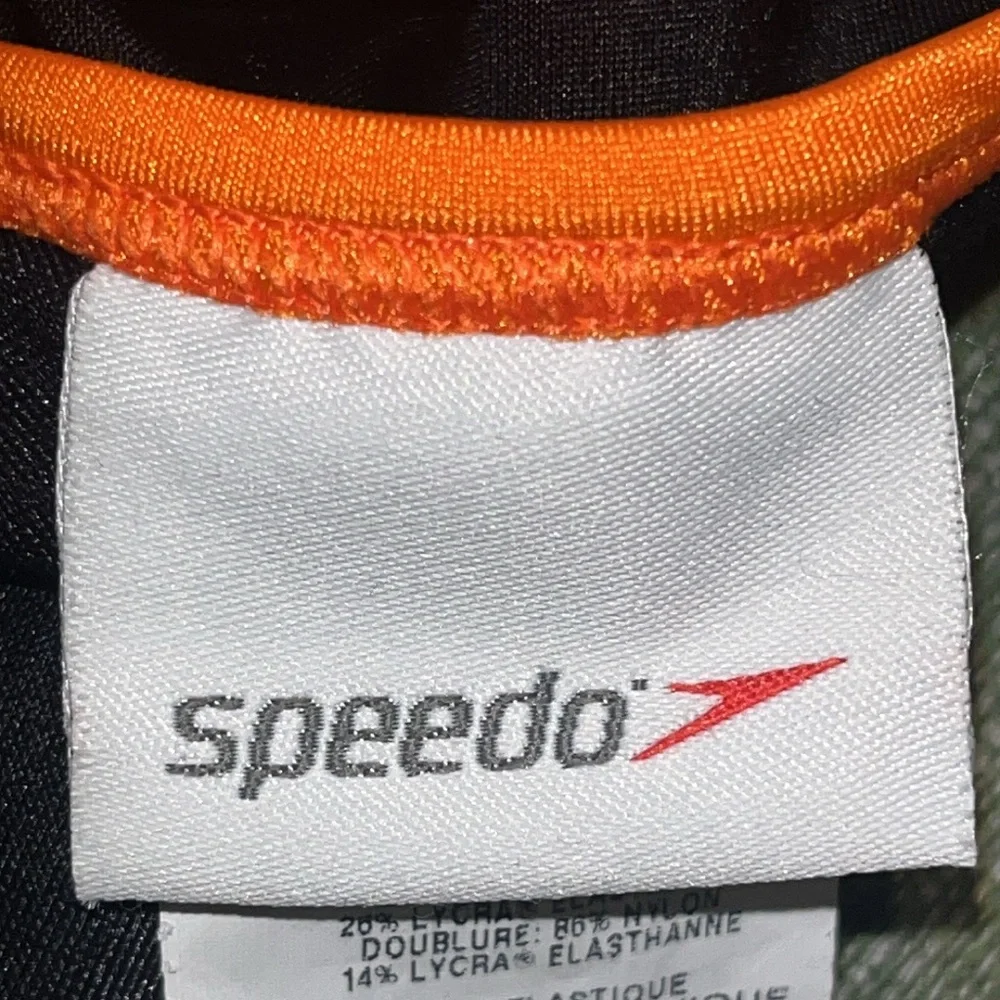 Speedo Rapid Spliced Energy Back Woman's Onepiece Swimsuit Black/Orange sz 6/32